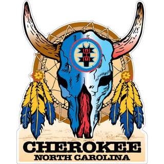 Cherokee North Carolina   Skull Dream Catcher Sticker