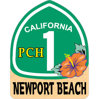 Newport Beach CA PCH 1 Flower Sign Sticker