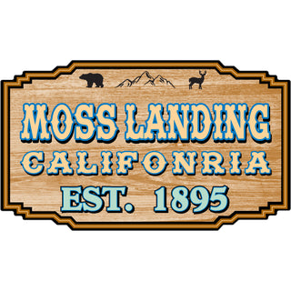 OK4 Moss Landing  CA Wood Sign with Bear Est. 1895 (00020 00273 273) Sticker