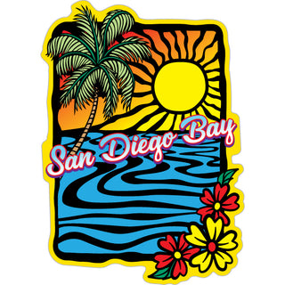 OK4 San Diego Abstract Palms Water with Thick Black Lines (22017) Sticker