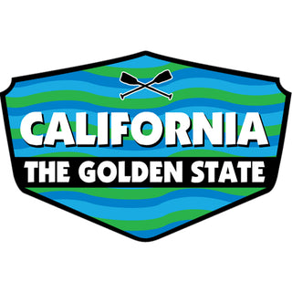 California Golden State Blue Green Wavy Shield Sticker