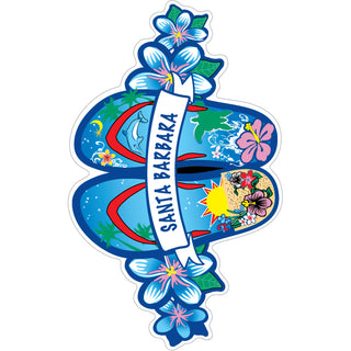 OK4 Santa Barbara CA Blue Flip Flops Hibiscus mini (27205) Sticker