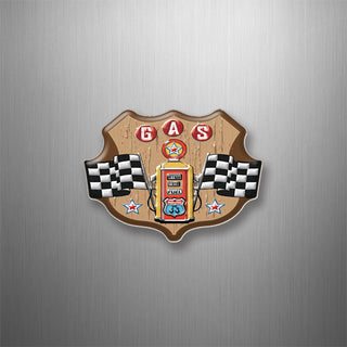 Route 66 Wood Shield Gas Pump 3D Magnet