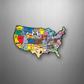 Route 66 USA Map Multi Colors Flexible Magnet