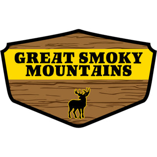 OK4 Great Smoky Mountains Wood Shield   TN with Deer Sticker