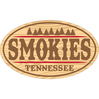 OK4 Great Smoky Mountain SMOKIES wood oval Sticker