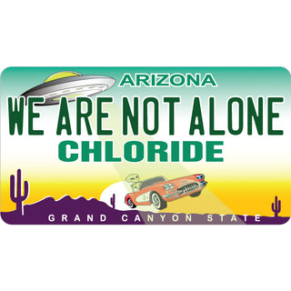 Chloride  Arizona   We are not alone Arizona License Plate Sticker