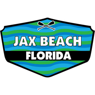 OK3 Jax Beach Florida Blue & Green Wavy Shield Sticker
