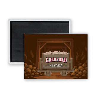 Goldfield   Nevada   MINING CART Rectangle Badge Magnet