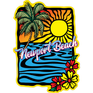 Newport Beach  CA   Abstract Sunset & Flowers Sticker