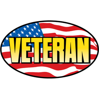 Veteran   Veteran Flag Oval Horizontal Sticker