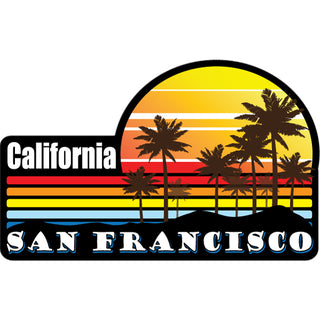 San Francisco  CA   Colorful Palm Sunset Sticker