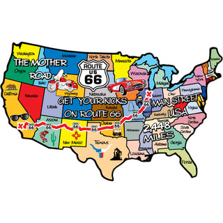Route 66   Colorful USA Map Sticker