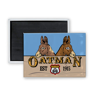 Oatman   Two Donkeys Sign Rectangle Badge Magnet