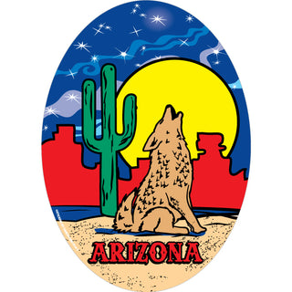 Arizona   Coyote Cactus Moon Sticker
