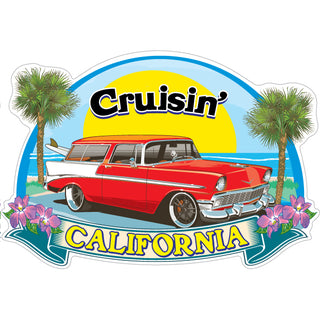 California Cruisin' Old Red Station Wagon Sticker