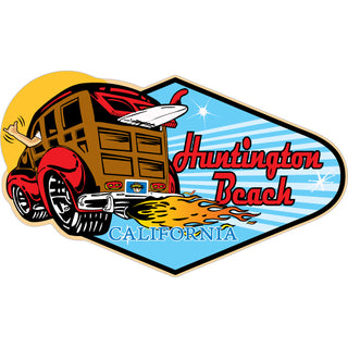 Huntington Beach  California   Rounded Diamond Woody Sticker
