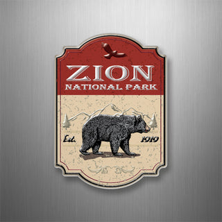 ZION NATIONAL PARK RED BEAR SIGN VERT 3D Magnet