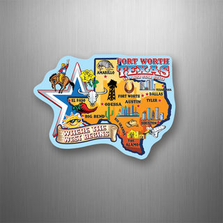 Fort Worth Texas Where The West Begins Map Flexible Magnet