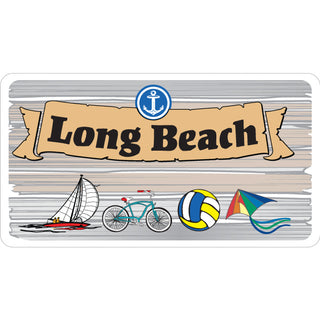 Long Beach Shore Sign with Banner and Icons Sticker