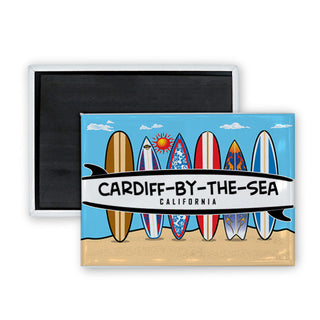 Cardiff by the Sea  California   6 Surfboards Rectangle Badge Magnet
