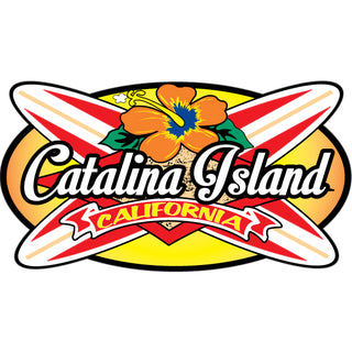 Catalina Island Crossed Surfboards Sticker