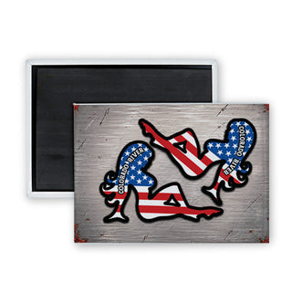 colorado river   Patriotic Mud Flap Girl Rectangle Badge Magnet