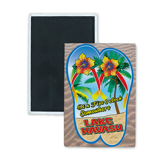 Lake Havasu Flip Flops Palm Trees Beach Rectangle Badge Magnet