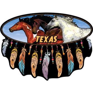Texas   Running Horses Dream Catcher Sticker