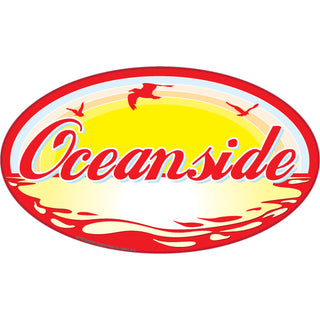 Oceanside   Red Cola Style Water Sun Sticker