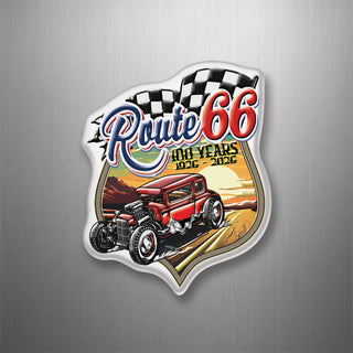 Route 66 Hot Rod Desert Scene 3D Magnet