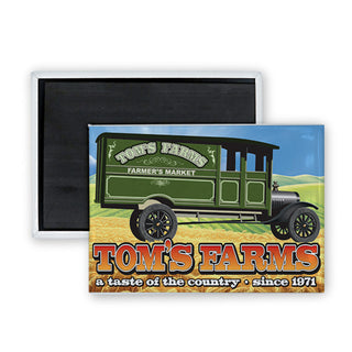 Toms Farms   Farmers Market Truck Rectangle Badge Magnet