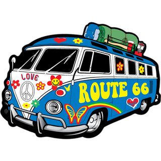 Route 66   Hippie Bus With Camping Gear Side Sticker