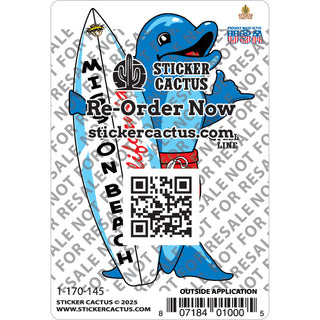 Mission Beach Dolphin with Surfboard Sticker