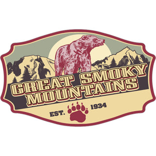 Great Smoky Mountains   Vintage Red Bear Sticker