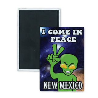 New Mexico   Peace Alien Rectangle Badge Magnet