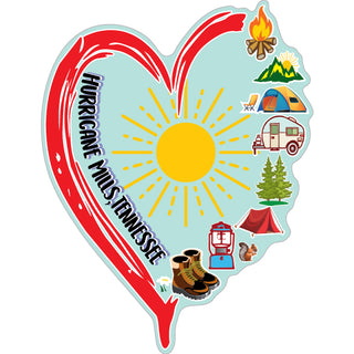 Hurricane Mills Tennessee   Camping Icons Heart Sticker