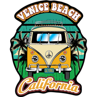 Venice Beach CA   Yellow Bus Front View Sticker