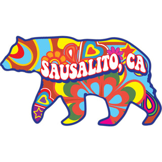 OK4 Sausalito  CA Hippie Bear (00479) Sticker