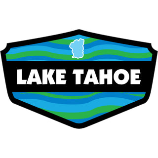 Lake Tahoe   Blue Green Wavy Shield Sticker