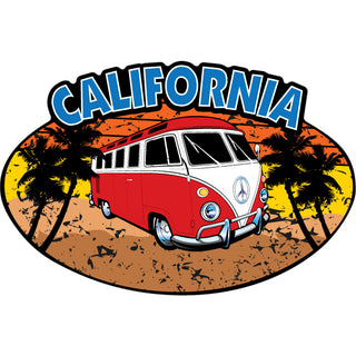 California Red Bus Corner View Sticker