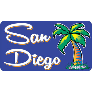 San Diego  CA   Palm Tree Purple Background Sticker