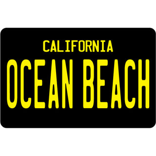 Ocean Beach  CA   Black License Plate Sticker