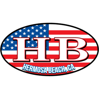 Hermosa Beach  CA (HB) Flag Euro Red White Blue Sticker