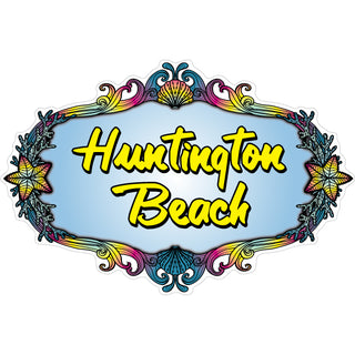 Huntington Beach Coastal Seashell Border Sticker