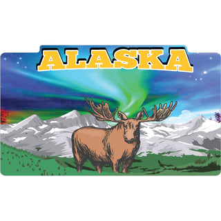 Alaska Colorful Northern Lights Moose Horizontal Sticker