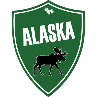 Alaska Green Vertical Shield Moose Sticker