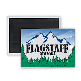 Flagstaff AZ Mountains and Trees2 Rectangle Badge Magnet