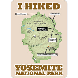 Yosemite National Park   I Hiked Trails Map Sticker