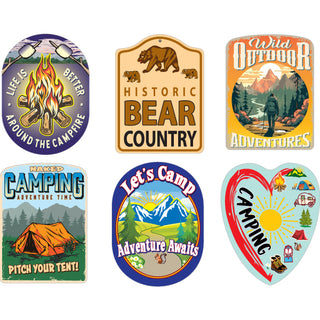 Novelty   Wild Outdoors   Camping Heart   Historic Bear Sign   Let's Camp   Sticker